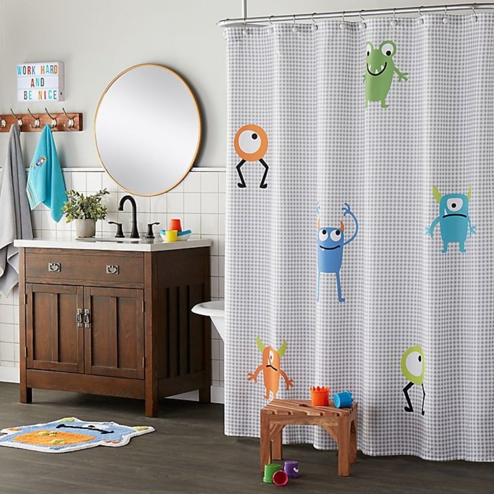 Monsters Fabric Shower Curtain & Hand Towel